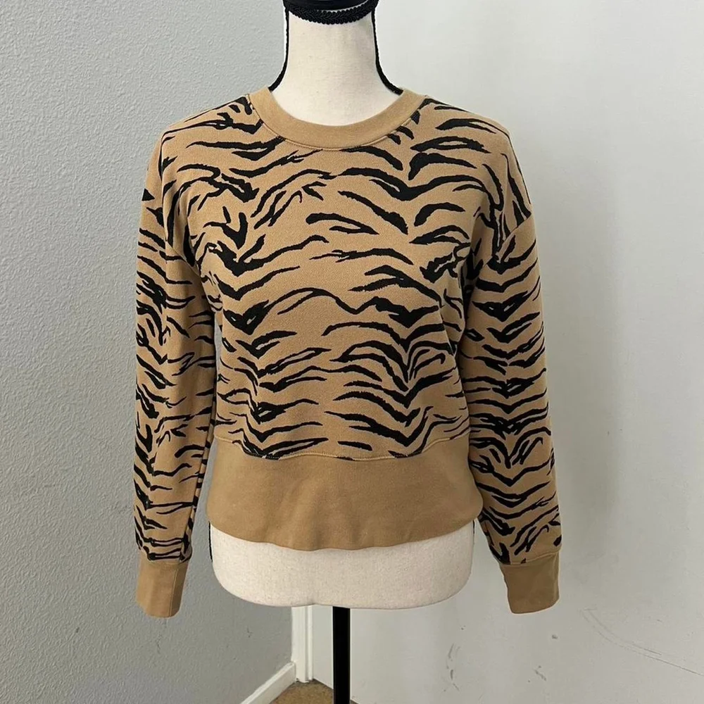 Madewell Tiger Stripe Crop Sweatshirt - Size XS